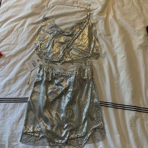 Silver chainmail skirt set